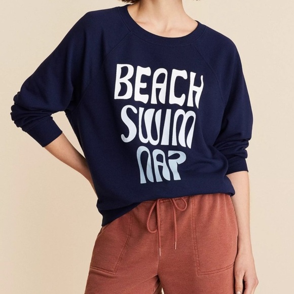 Lou & Grey Beach Swim Nap Cozy Cotton Sweatshirt NWT - Picture 2 of 3